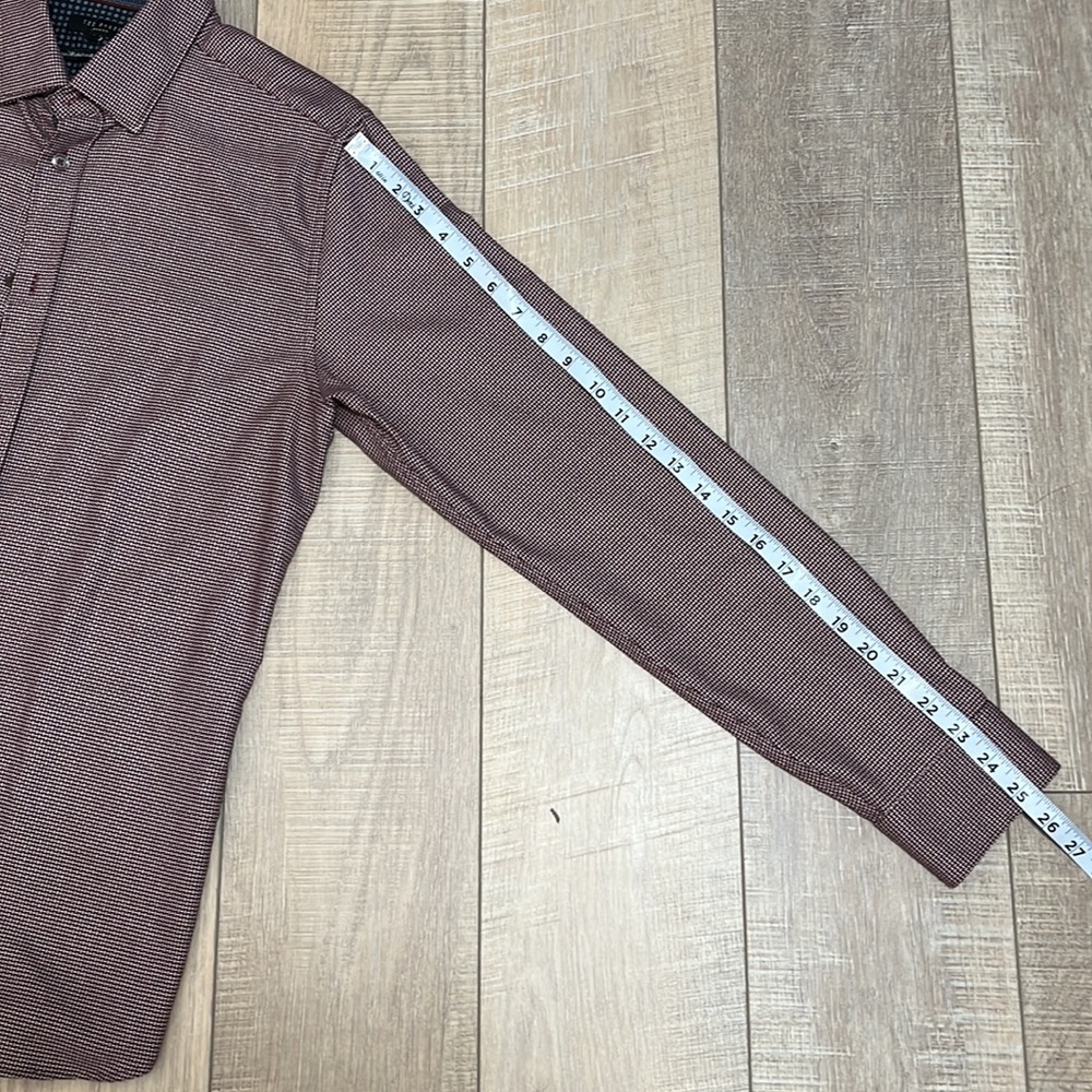 Mens Ted Baker London Long Sleeve Button Up Maroon and White Contrast Trim SZ 3 - Picture 9 of 11